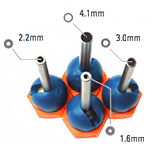 Nozzle Diameter: 1,6 / 2,2 / 3,0 / 4,1 mm    